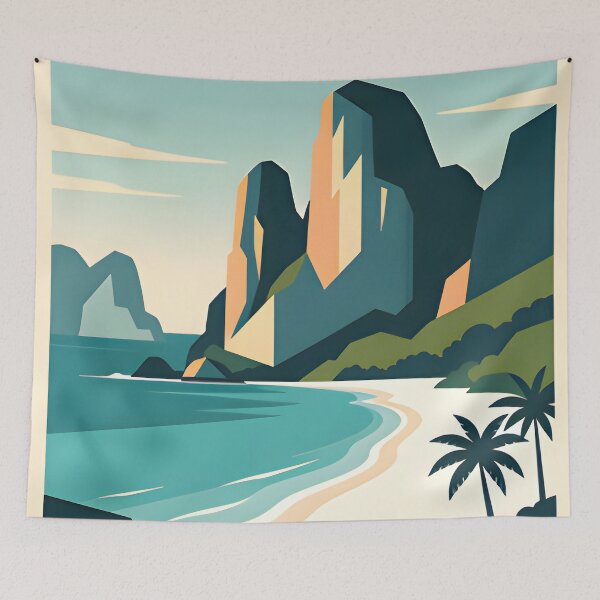 Item preview, Railay Beach Thailand Vintage Travel Poster Tropical Coastal Wall Art designed and sold by Spirit of Siam.