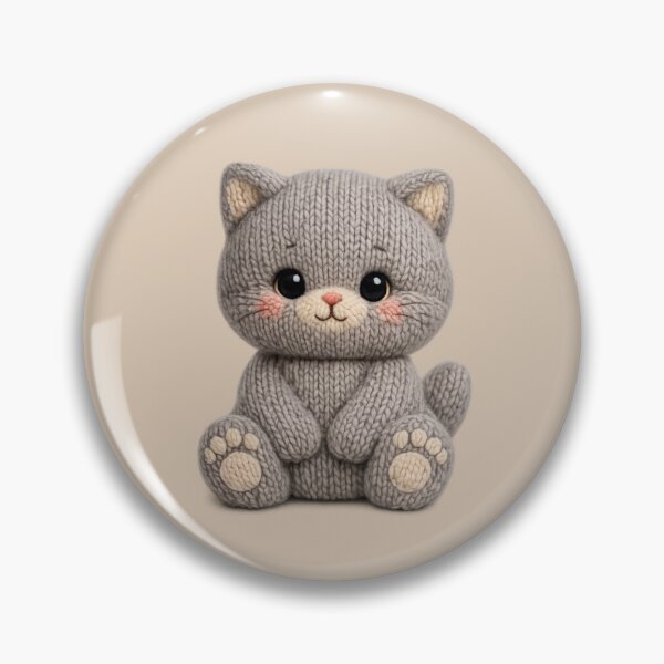 Item preview, Cute Knitted Grey British Shorthair Kitten Plush | Kawaii Handmade Crochet Cottagecore designed and sold by Moons Studio.