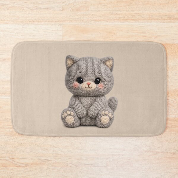 Item preview, Cute Knitted Grey British Shorthair Kitten Plush | Kawaii Handmade Crochet Cottagecore designed and sold by Moons Studio.