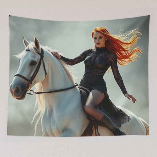 Item preview, Crimson Ride: The Flame-Haired Warrior designed and sold by e-not-shop.