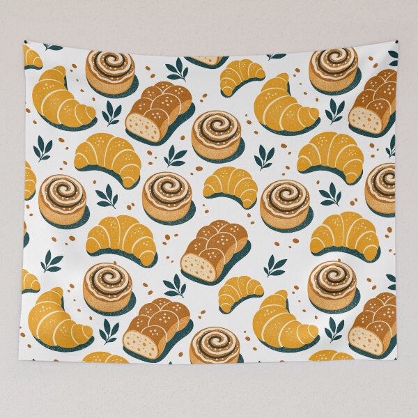 Item preview, Cozy Retro Pastries Croissants and Cinnamon Rolls Seamless Pattern designed and sold by DiNata.