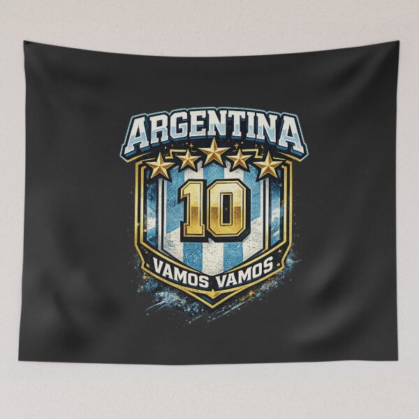 Item preview, Argentina Football Number 10 Crest T-Shirt Design | Vamos Vamos Soccer Fan Art | Albiceleste Vintage Sports Graphic designed and sold by ModernMuse1998.