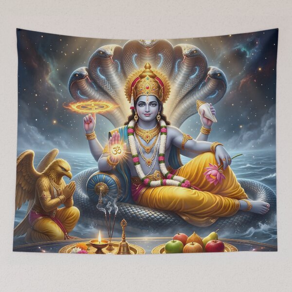 Aperçu de l'œuvre Seigneur Vishnu sur l'art divin Sheshnag créée et vendue par hutofdesigns.