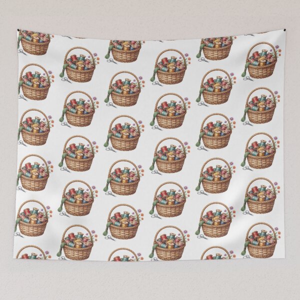 Item preview, Embroidery Floss Basket Sewing Craft Illustration designed and sold by AillustriaAK.