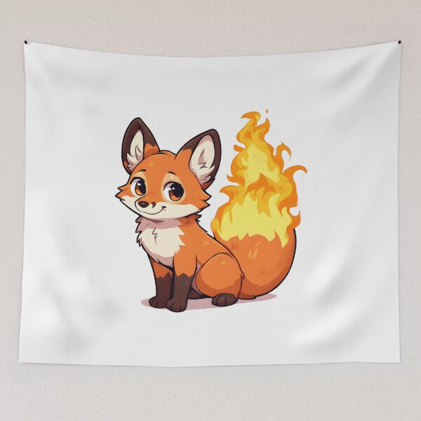 Item preview, Cute Fire-Tailed Fox Cartoon – Magical Fantasy Animal Illustration designed and sold by Karolina’s Cozy Creations.