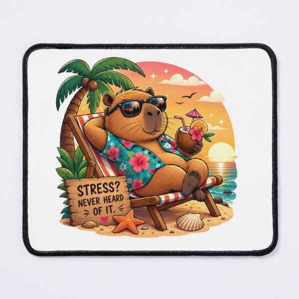 Item preview, Capybara on Vacation – Chill Beach Vibes Cartoon designed and sold by PawsGiggles.