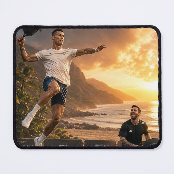 Item preview, Ronaldo and Messi Epic Beach Pickleball Match Desk Mat designed and sold by mo-carnival.
