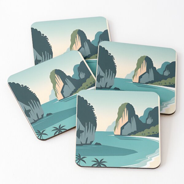 Item preview, Railay Beach Thailand Vintage Travel Poster Tropical Coastal Wall Art designed and sold by Spirit of Siam.