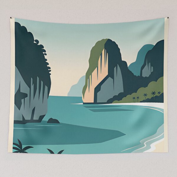 Item preview, Railay Beach Thailand Vintage Travel Poster Tropical Coastal Wall Art designed and sold by Spirit of Siam.