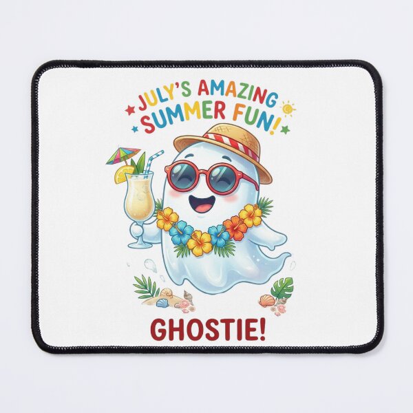 Item preview, Cute Summer Ghostie with Tropical Drink - July's Amazing Summer Fun  designed and sold by VibranPalette.