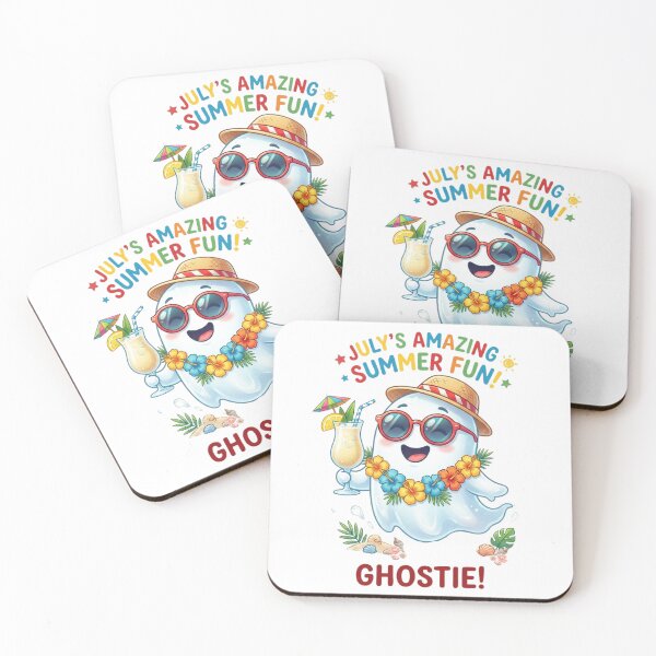 Item preview, Cute Summer Ghostie with Tropical Drink - July's Amazing Summer Fun  designed and sold by VibranPalette.