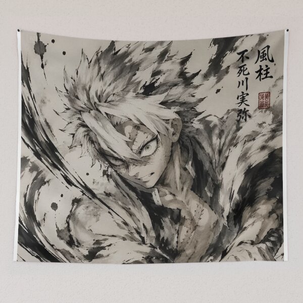 Item preview, Ink Storm Samurai Warrior – Monochrome Brushstroke Anime Style Sword Art designed and sold by Dyan4.