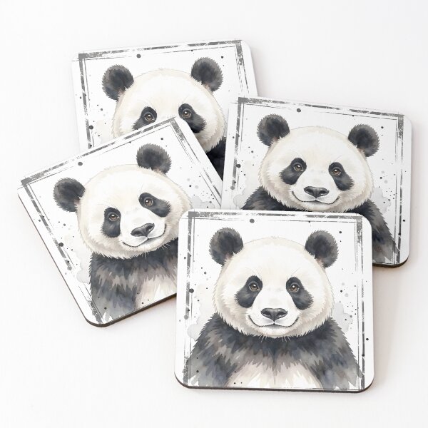 Item preview, Watercolor Panda Bear Illustration with Grunge Frame designed and sold by Marcu Ioachim.