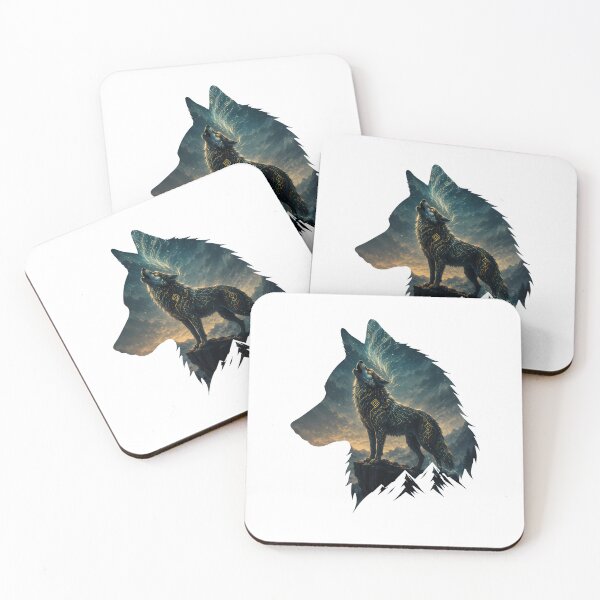 Item preview, Mystical Howling Wolf with Glowing Runes | Spirit Animal Art Print designed and sold by AbderraimArt.