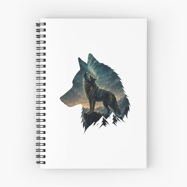 Item preview, Mystical Howling Wolf with Glowing Runes | Spirit Animal Art Print designed and sold by AbderraimArt.