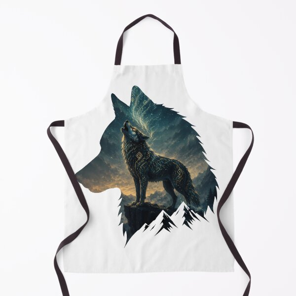 Item preview, Mystical Howling Wolf with Glowing Runes | Spirit Animal Art Print designed and sold by AbderraimArt.