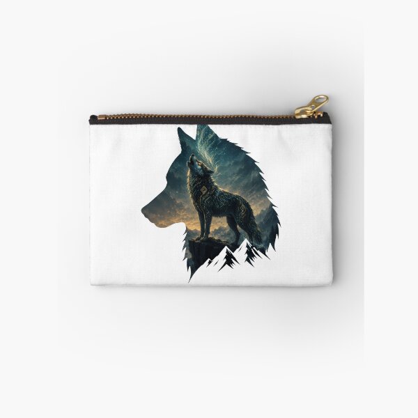 Item preview, Mystical Howling Wolf with Glowing Runes | Spirit Animal Art Print designed and sold by AbderraimArt.