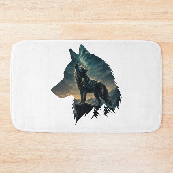 Item preview, Mystical Howling Wolf with Glowing Runes | Spirit Animal Art Print designed and sold by AbderraimArt.