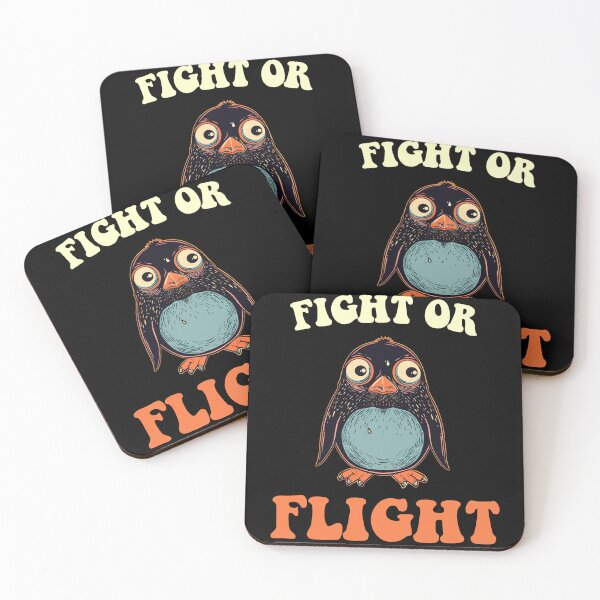 Item preview, Funny Penguin Fight or Flight Anxious Social Anxiety Retro T-Shirt - Stressed Penguin Wavy Text Meme designed and sold by VectorForge.