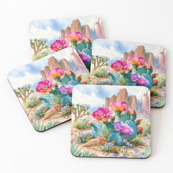 Item preview, Blooming Cactus Watercolor | Southwestern Desert Landscape designed and sold by MargaretWiktor.