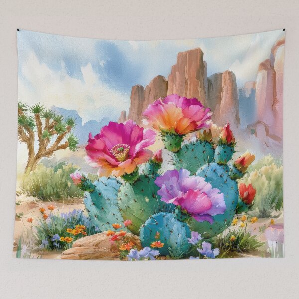 Item preview, Blooming Cactus Watercolor | Southwestern Desert Landscape designed and sold by MargaretWiktor.