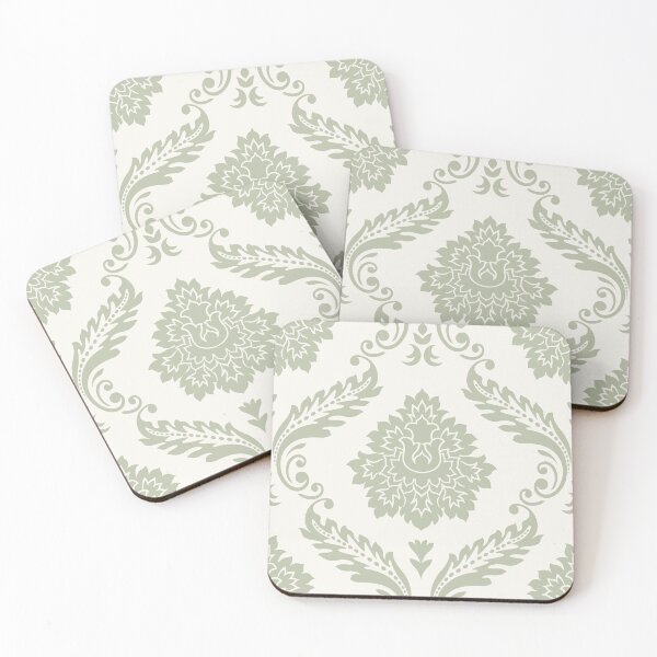 Item preview, Rococo Damask Pattern Green on Cream designed and sold by NataliePaskell.