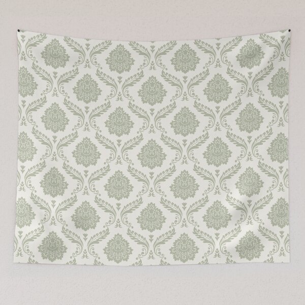 Item preview, Rococo Damask Pattern Green on Cream designed and sold by NataliePaskell.
