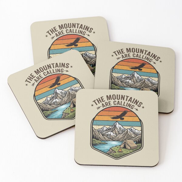 Item preview, The Mountains Are Calling Vintage Retro Camping Sunset Badge designed and sold by PACS0011.