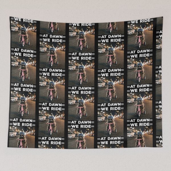 Item preview, We Ride At Dawn Funny Raccoon Tricycle Meme designed and sold by kienoy.