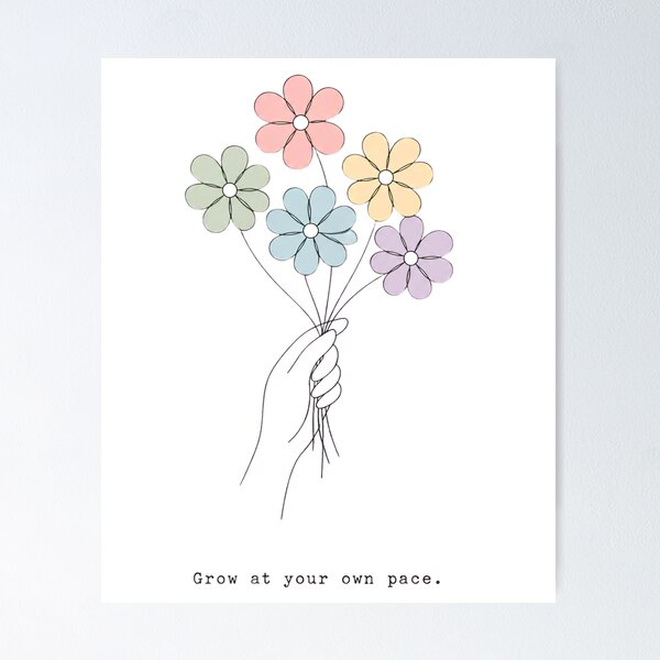 Item preview, Grow At Your Own Pace Pastel Rainbow Flowers LGBTQ Pride Journey Design designed and sold by Melian Vintage.