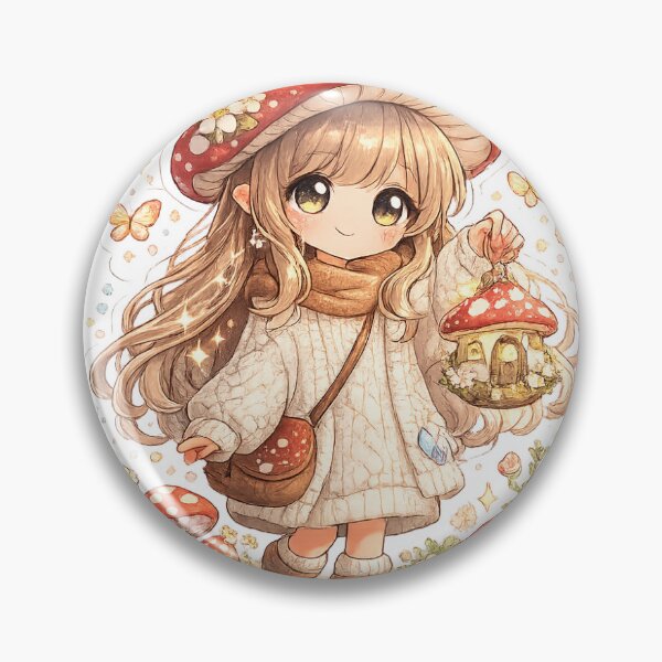 Item preview, Cozy Mushroom Cottage Girl – Cottagecore Kawaii Sticker designed and sold by blossomfun.