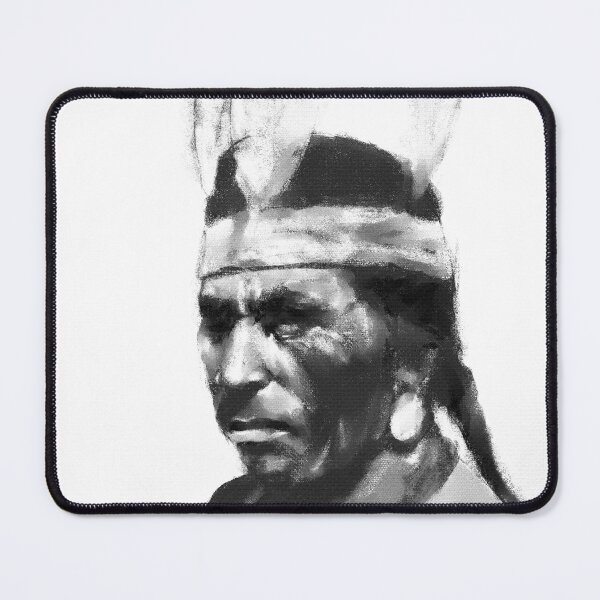 Item preview, Native American Warrior – Monochrome Portrait with Feather Headdress designed and sold by BuckaBaby.