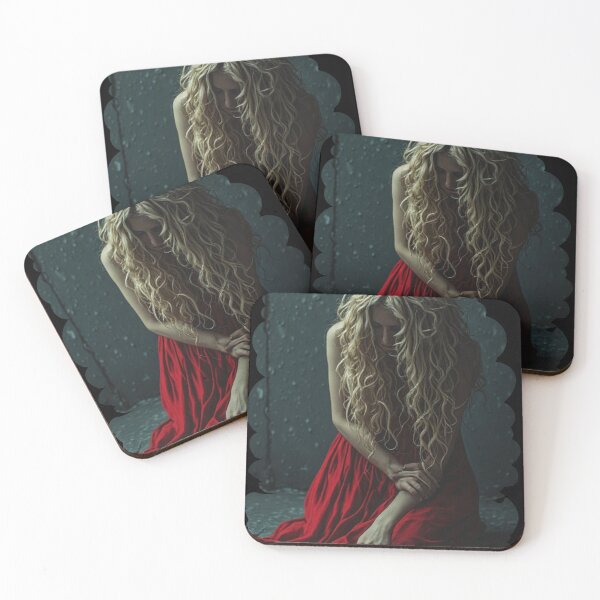 Item preview, Tears at Midnight | Melancholic Woman in Red Gothic Art designed and sold by halibutgoatramb.