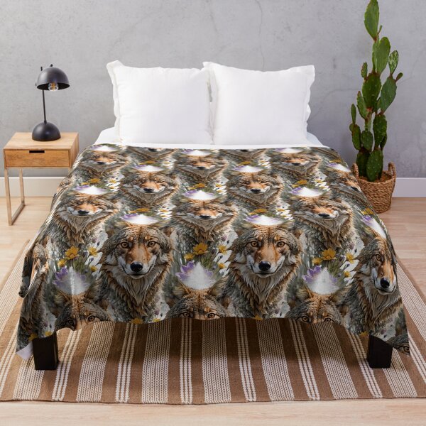 Item preview, Coyote Surrounded By American Pasque Flower Pattern designed and sold by taiche.