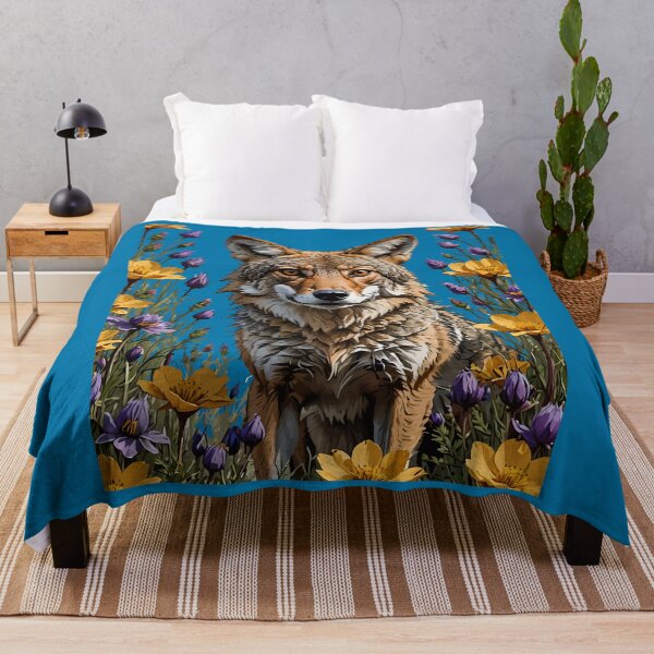 Item preview, A Coyote Surrounded By Spring Meadow Flowers designed and sold by taiche.