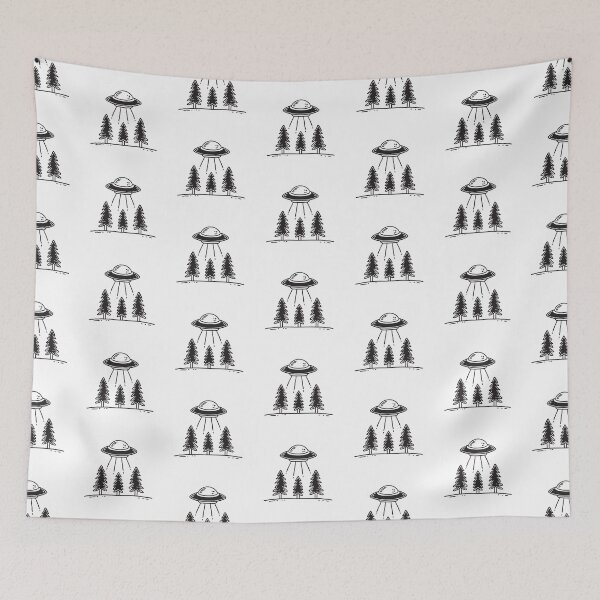 Item preview, UFO Over Pine Forest at Night designed and sold by rasagamastore.