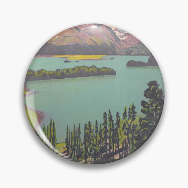 Item preview, Vintage Rhaetian Railway Travel Poster | Art Deco Lake Sils Print | Scenic Swiss Alps | Graubünden Wall Art | Engadin Decor designed and sold by artofuniverse.