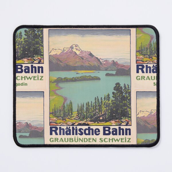 Item preview, Vintage Rhaetian Railway Travel Poster | Art Deco Lake Sils Print | Scenic Swiss Alps | Graubünden Wall Art | Engadin Decor designed and sold by artofuniverse.
