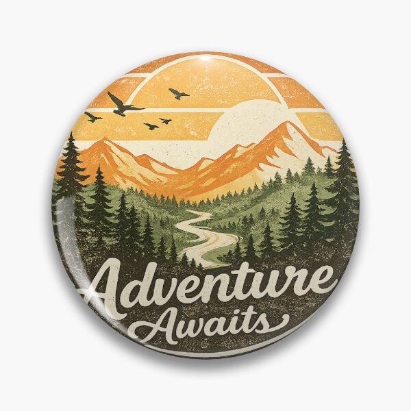 Item preview, Adventure Awaits Retro Mountain Sunset Vintage Nature Design designed and sold by Velori-World.