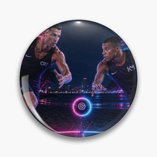 Item preview, Ronaldo and Mbappe Cyberpunk Neon Spikeball Night designed and sold by mo-carnival.