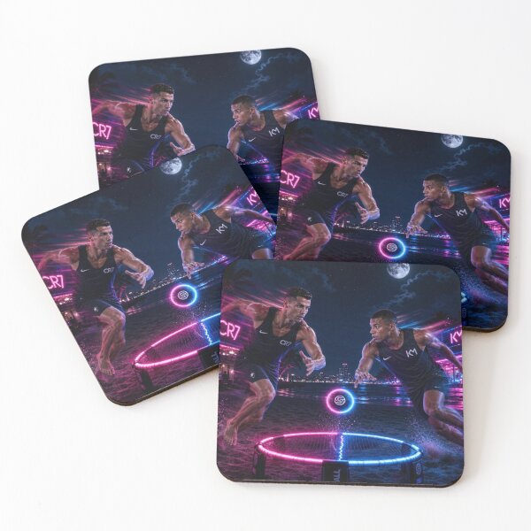 Item preview, Ronaldo and Mbappe Cyberpunk Neon Spikeball Night designed and sold by mo-carnival.