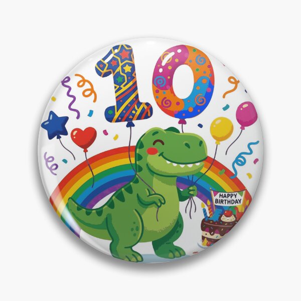 Item preview, 10th T-rex birthday dino lover balloons and a rainbow designed and sold by Tronstell.