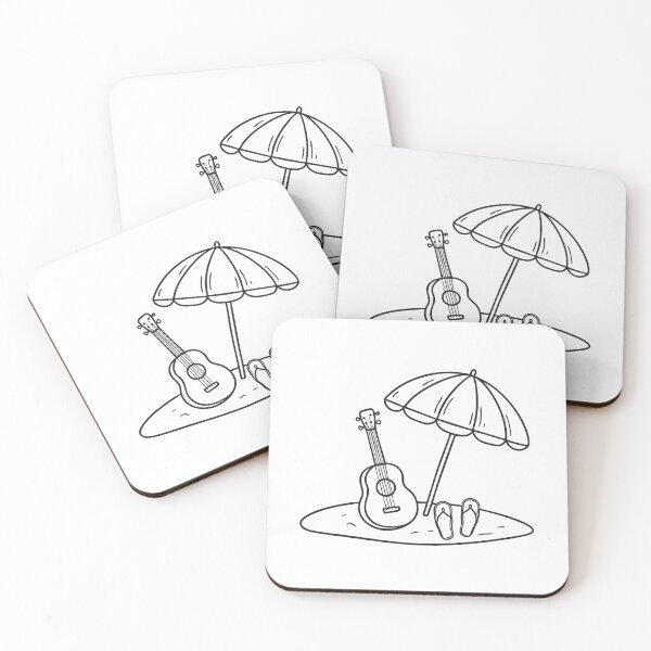 Item preview, Ukulele Beside Flip Flops on Beach designed and sold by rasagamastore.