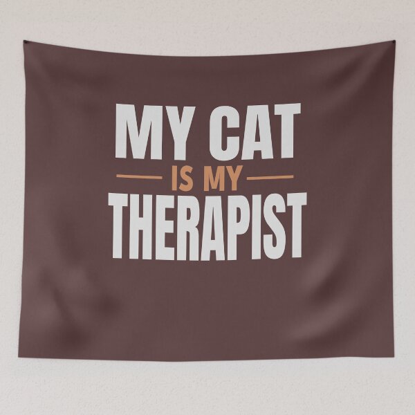 Item preview, My Cat Is My Therapist | Funny Cat Lover Typography T-Shirt designed and sold by HeartAndArtShop.