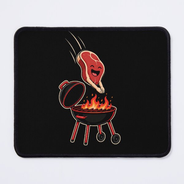 Item preview, Funny Steak Diving Into BBQ Grill – Cute Barbecue Meat Lover Humor Design designed and sold by PosiMCreations.