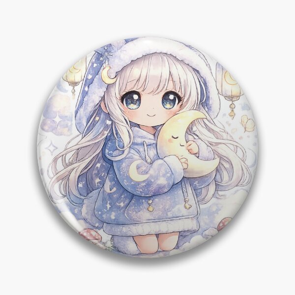 Item preview, Moon Rabbit Dream Girl – Celestial Kawaii Sticker designed and sold by blossomfun.