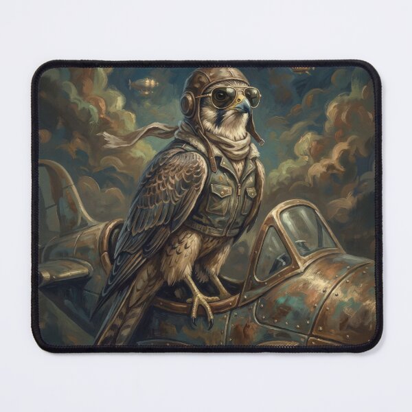 Item preview, Steampunk Falcon Aviator Perched on Vintage Aircraft designed and sold by Linda Louw.