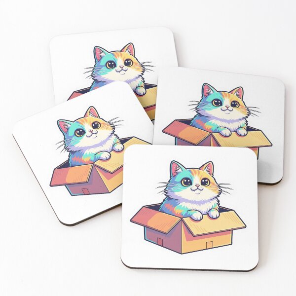 Item preview, Cute Cat in a Box Sticker designed and sold by D4NC1G3R.