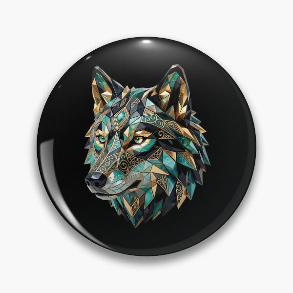Item preview, Geometric Emerald & Gold Mosaic Wolf designed and sold by Diego Bessa.