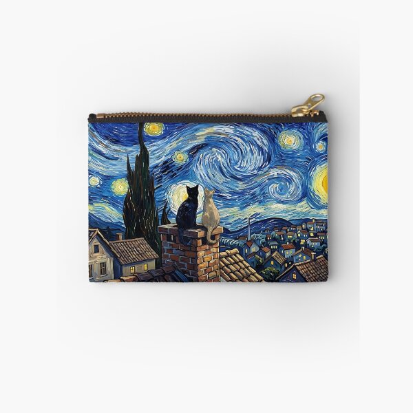 Item preview, VAN CATS. Cats Gazing at Starry Night Impressionist Art designed and sold by ToxicInkArt.